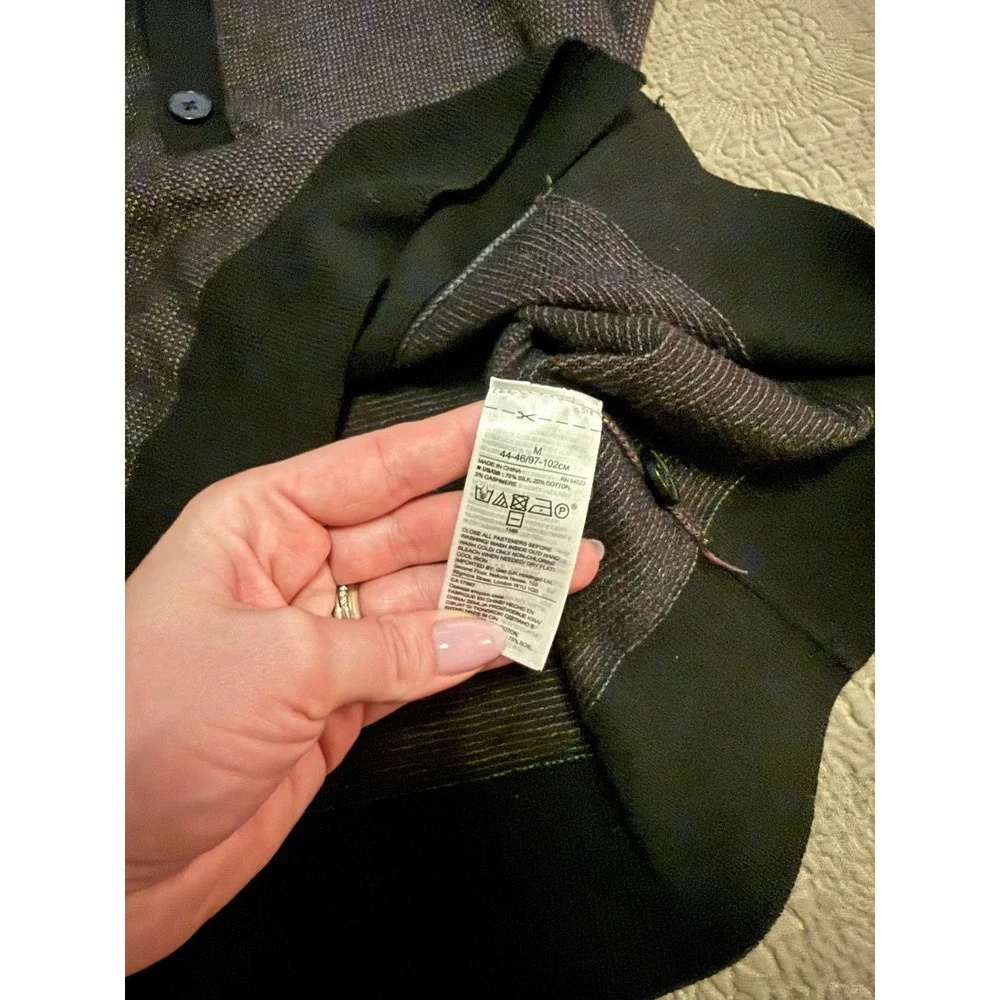 Banana Republic Mens Silk Cotton Cashmere Cardigan Sweater Purple Black Medium